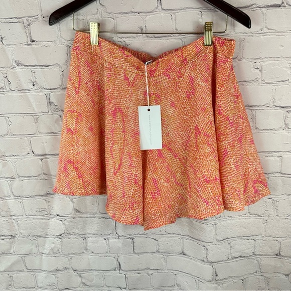 NWT Adrienne bright Orange snake print full flowy high-waisted shorts sz 14/16 - Picture 1 of 8